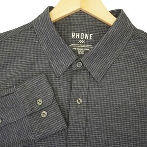 NEW Rhone Commuter Shirt Men XL Gray Houndstooth Slim Fit Italian Fabric Stretch